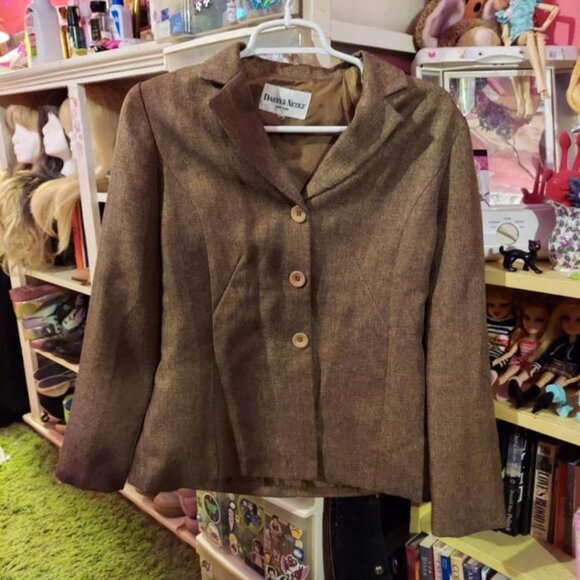 Tan blazer with shoulder pads - Picture 1 of 8